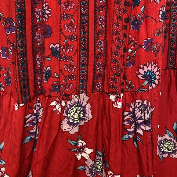 Cottagecore Elegant Red Floral Maxi Dress - Picture 6 of 7